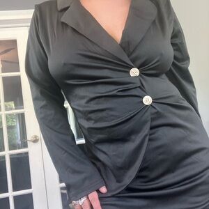 Black Buttoned Blazer Dress
